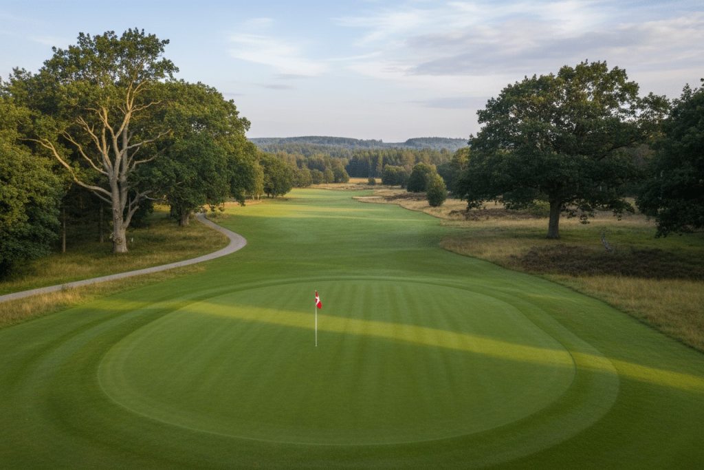 dansk golfbane green med flag