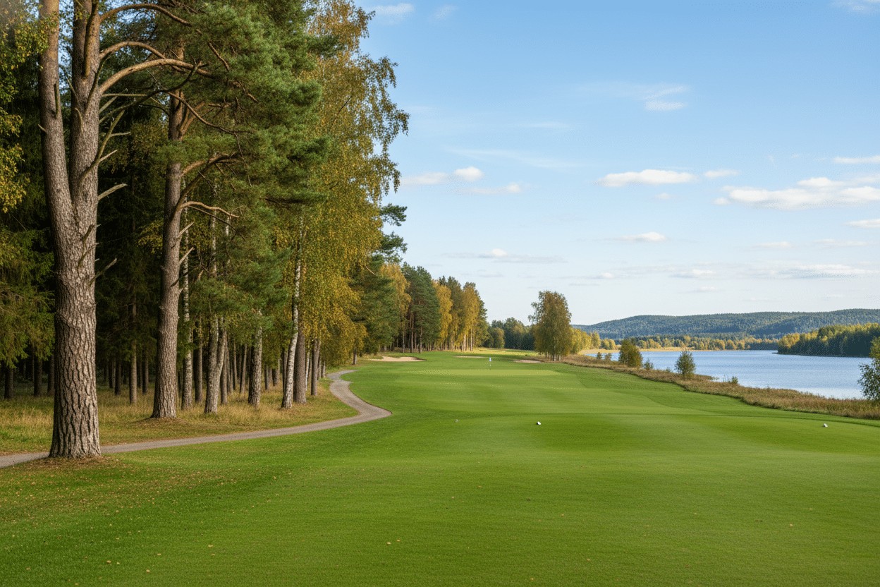 fairway med tr er langs siden