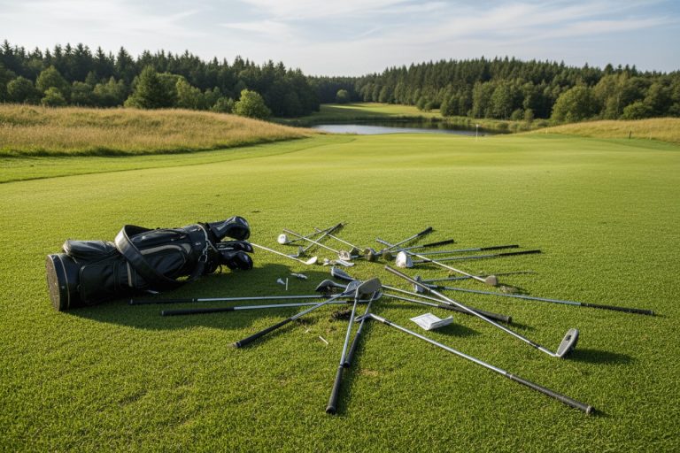 golfbag smidt i frustration med spredte k ller